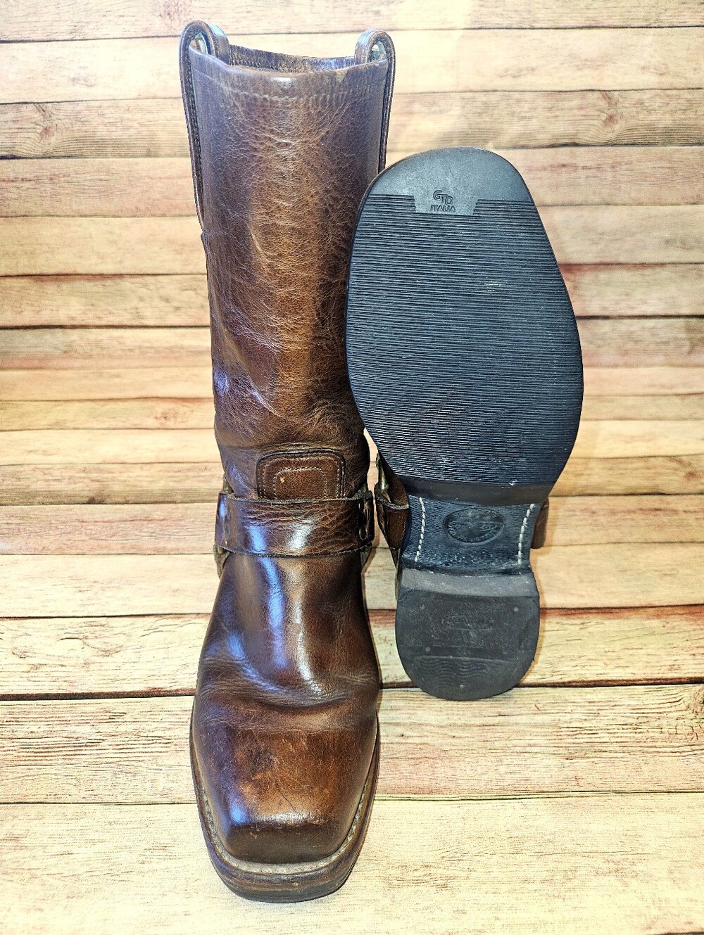 Frye Harness 12R boots rich brown leather - Picture 3 of 15